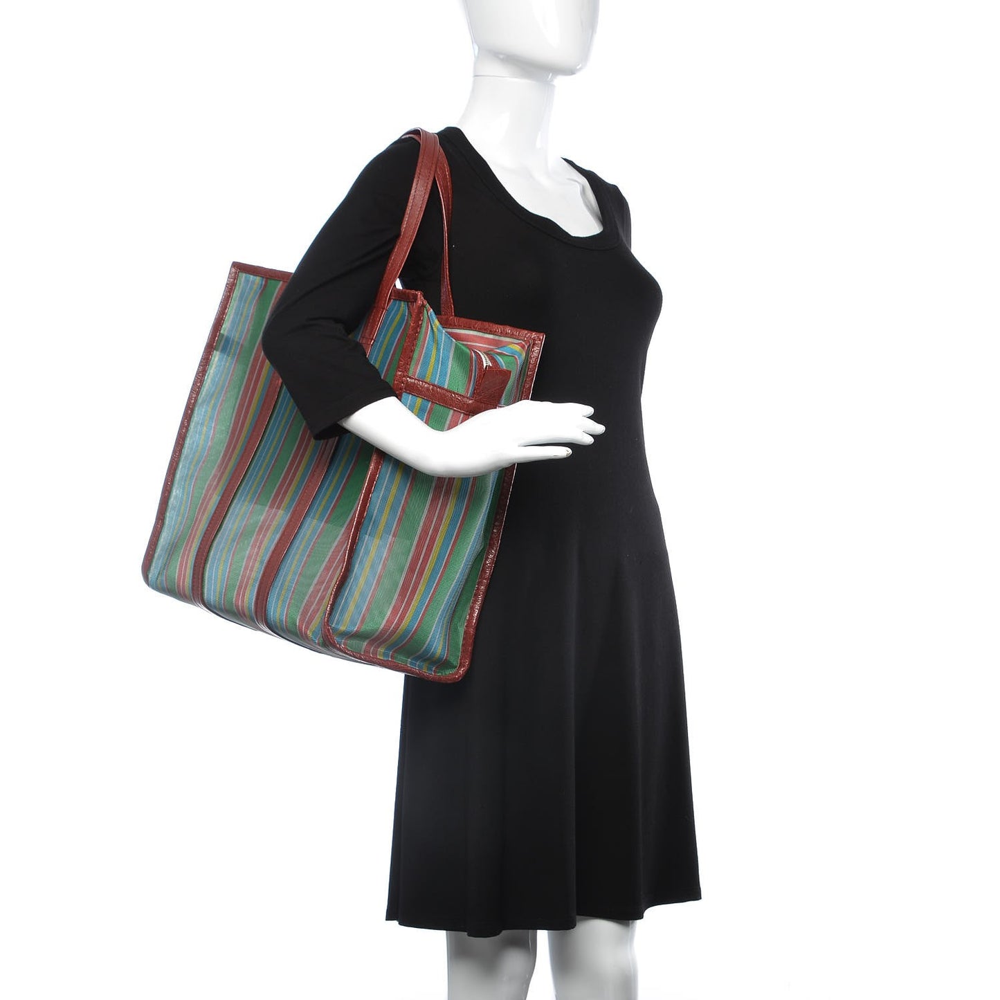 Mesh Agneau Arena Medium Bazar Shopper Tote Green Multicolor