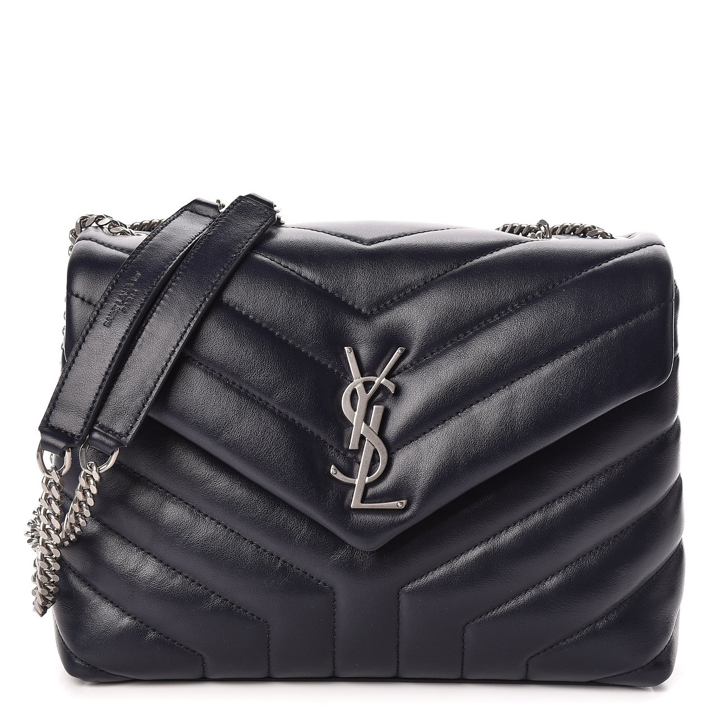 Calfskin Y Quilted Monogram Small Loulou Chain Satchel Denim Blue