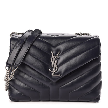 Saint Laurent Calfskin Y Quilted Monogram Small Loulou Chain Satchel Denim Blue 1 of 10