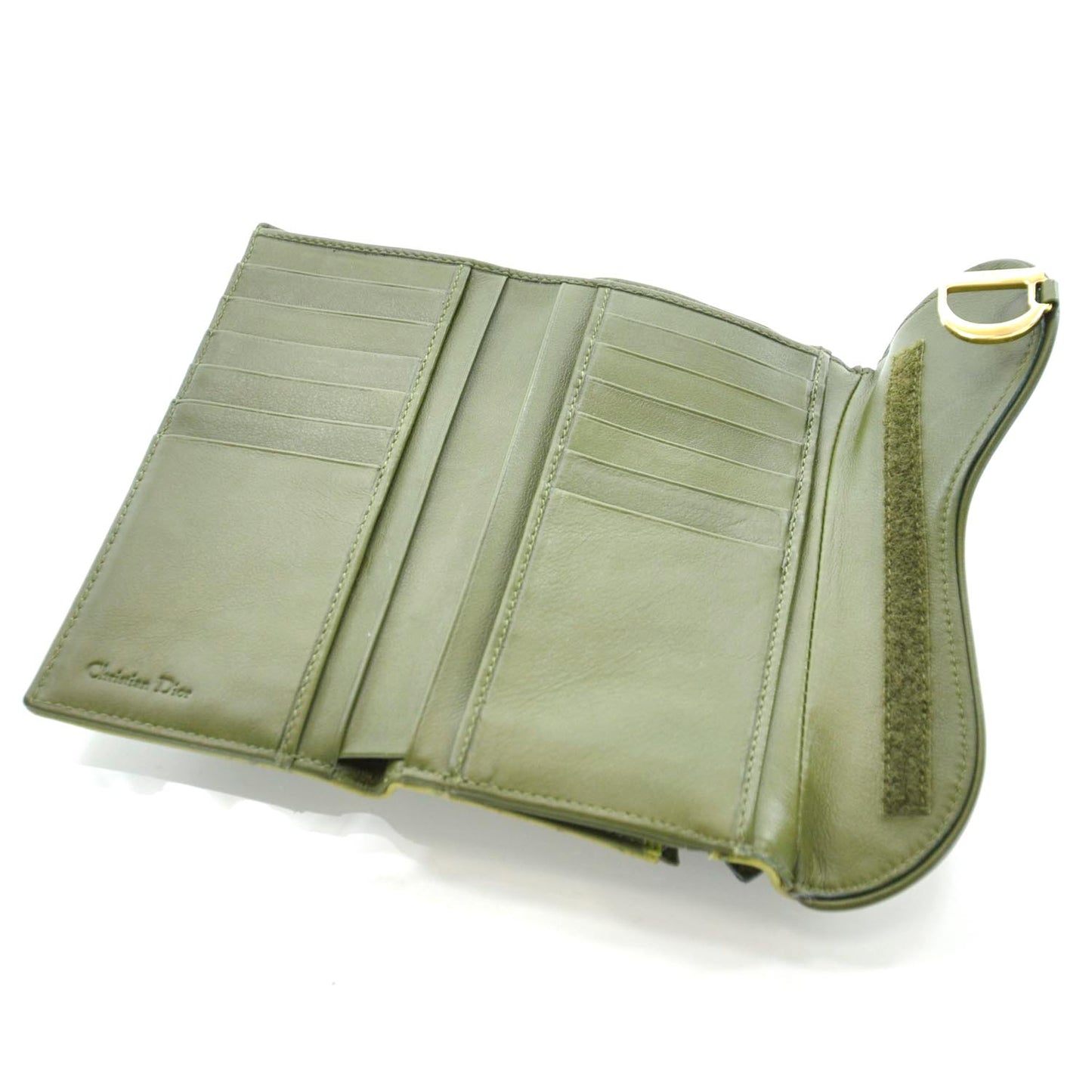 Ostrich Saddle Wallet Green