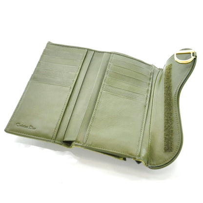 Christian Dior Ostrich Saddle Wallet Green 5 of 7