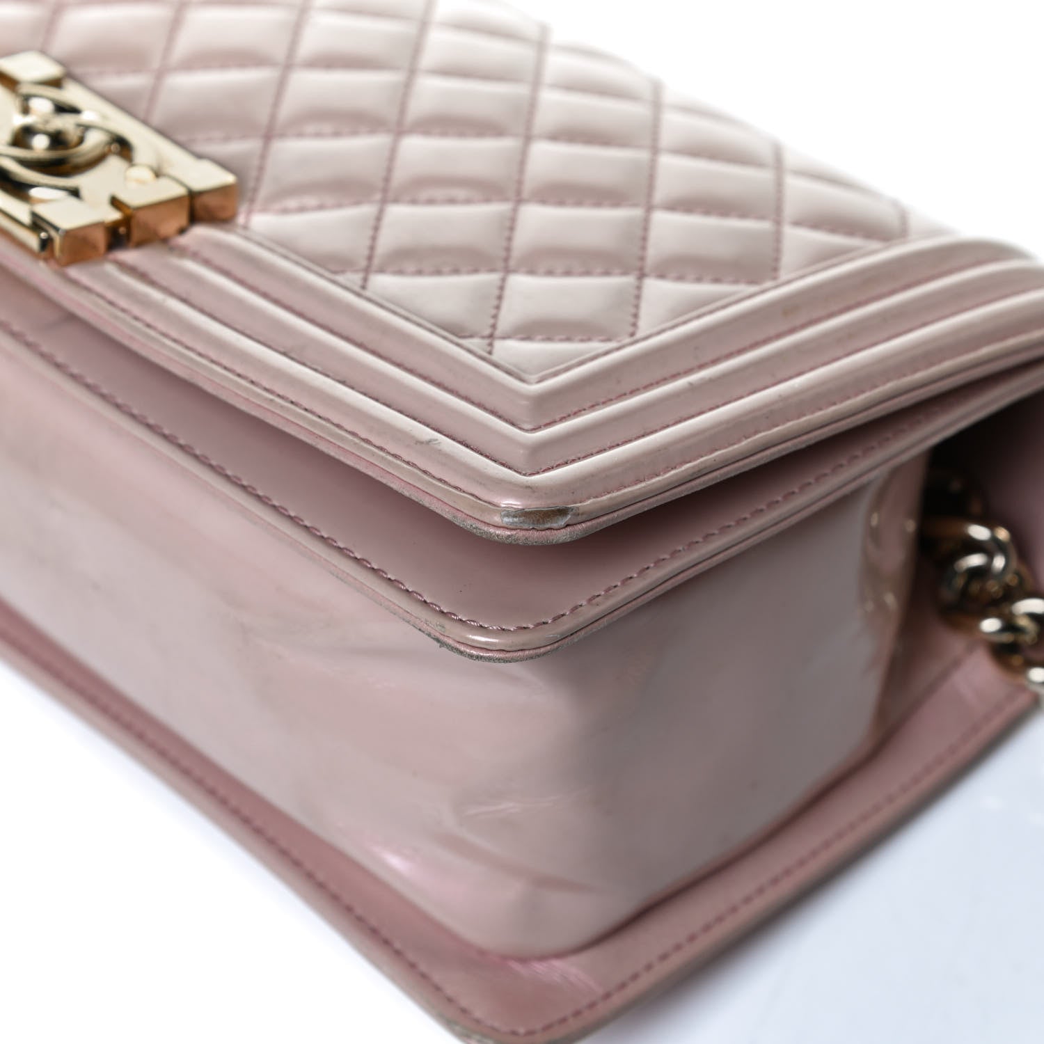 Chanel Patent Calfskin Quilted Medium Boy Flap Light Pink 12 of 18