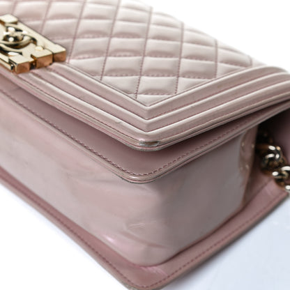 Chanel Patent Calfskin Quilted Medium Boy Flap Light Pink 12 of 18