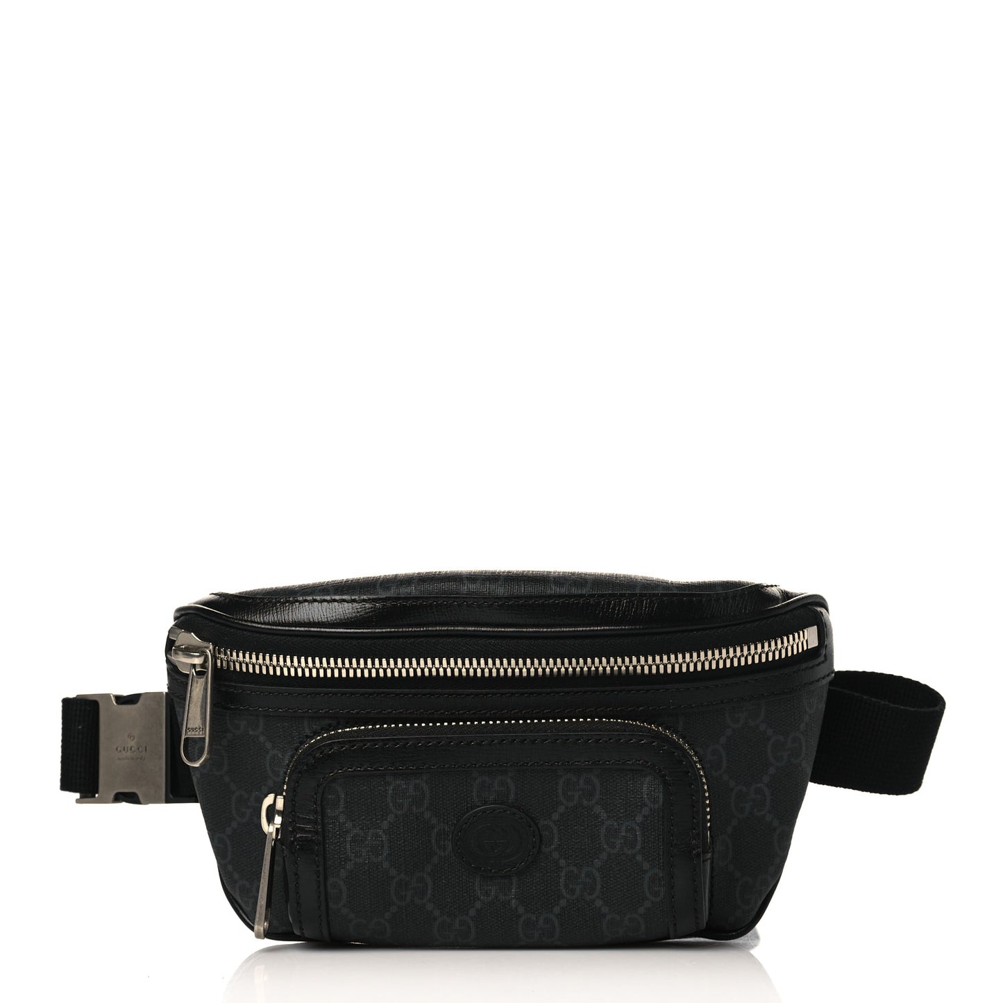GG Supreme Monogram Textured Calfskin Retro Interlocking G Belt Bag Black