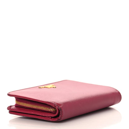 Prada Saffiano Metal Compact Wallet Peonia 4 of 7