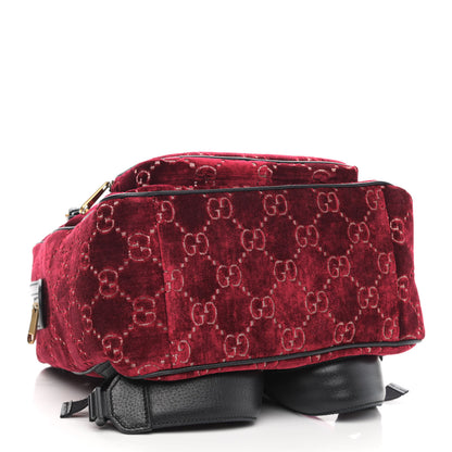 Gucci Velvet GG Monogram Textured Calfskin Web Small Double Buckle Backpack Red Cipria Black 4 of 10