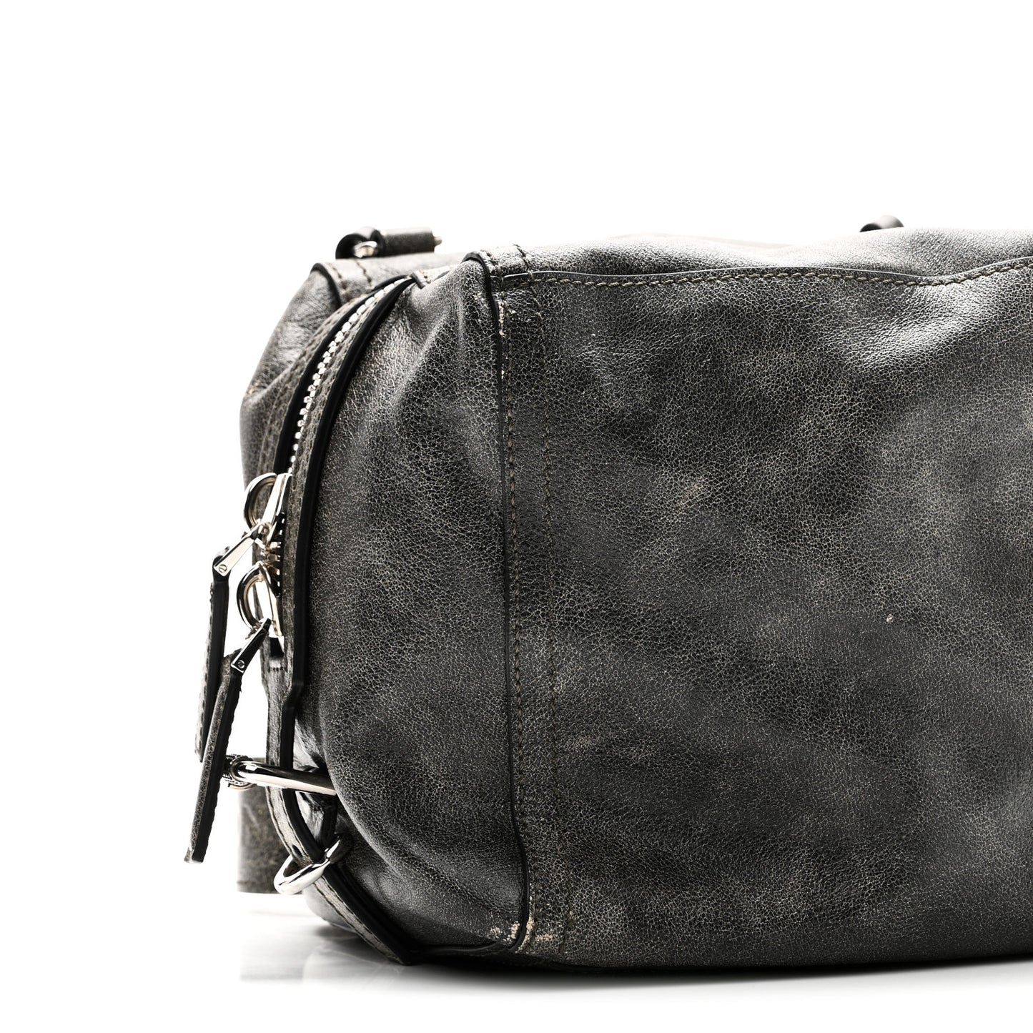 Aged Calfskin Small Pandora Mens Crossbody Black Grey