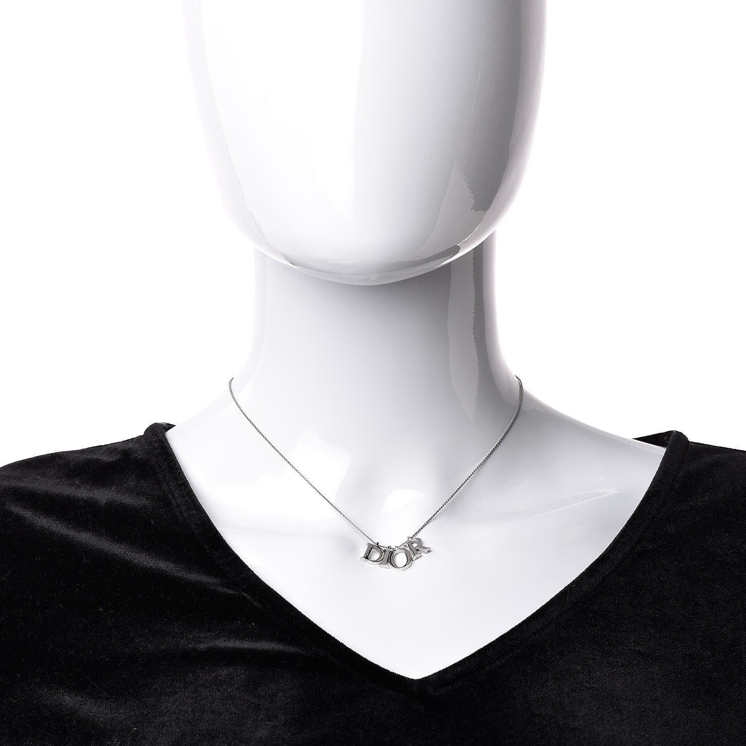 Christian Dior Metal Logo Necklace Silver 2 of 6