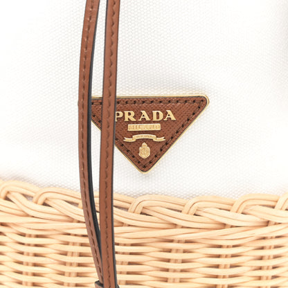 Prada Wicker Canvas Bucket Bag Naturale 8 of 11