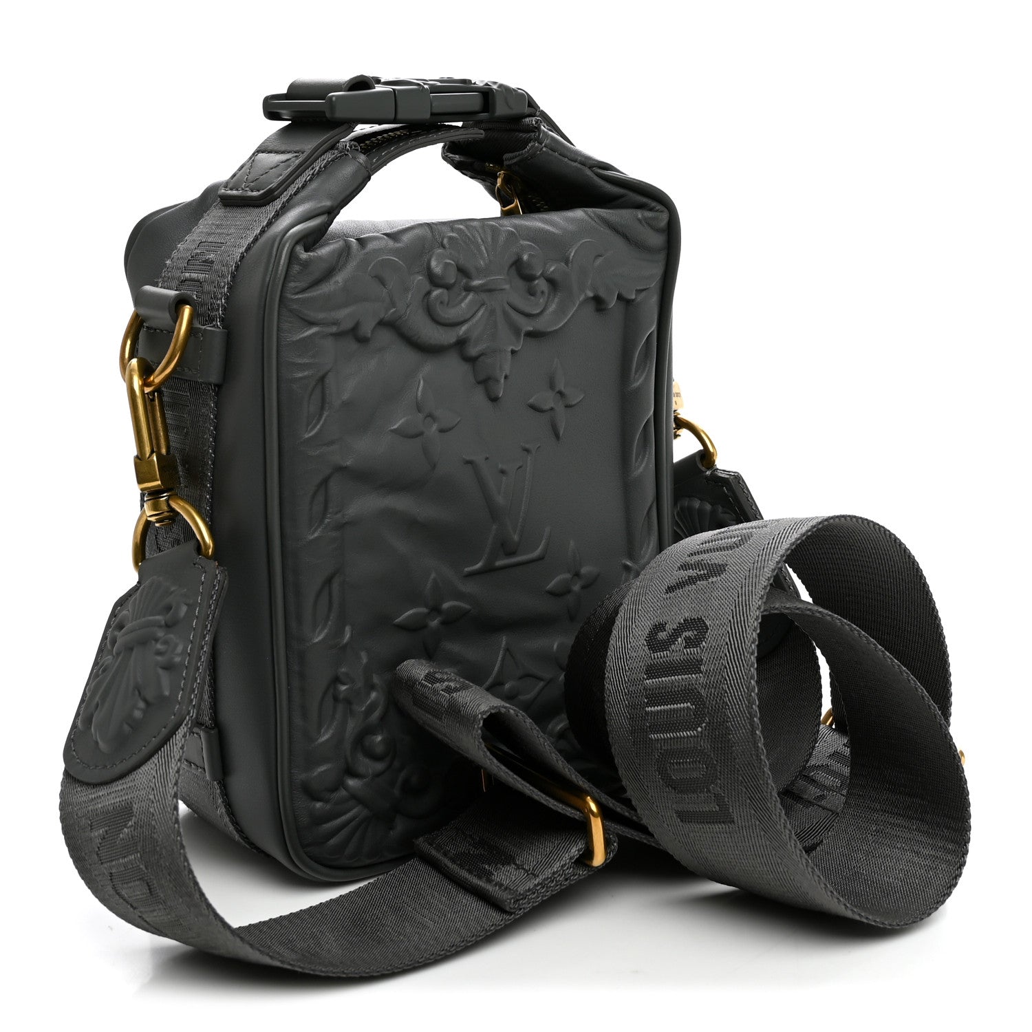 Louis Vuitton Calfskin Monogram Embossed Cruiser Messenger Dark Shadow Gray 3 of 9