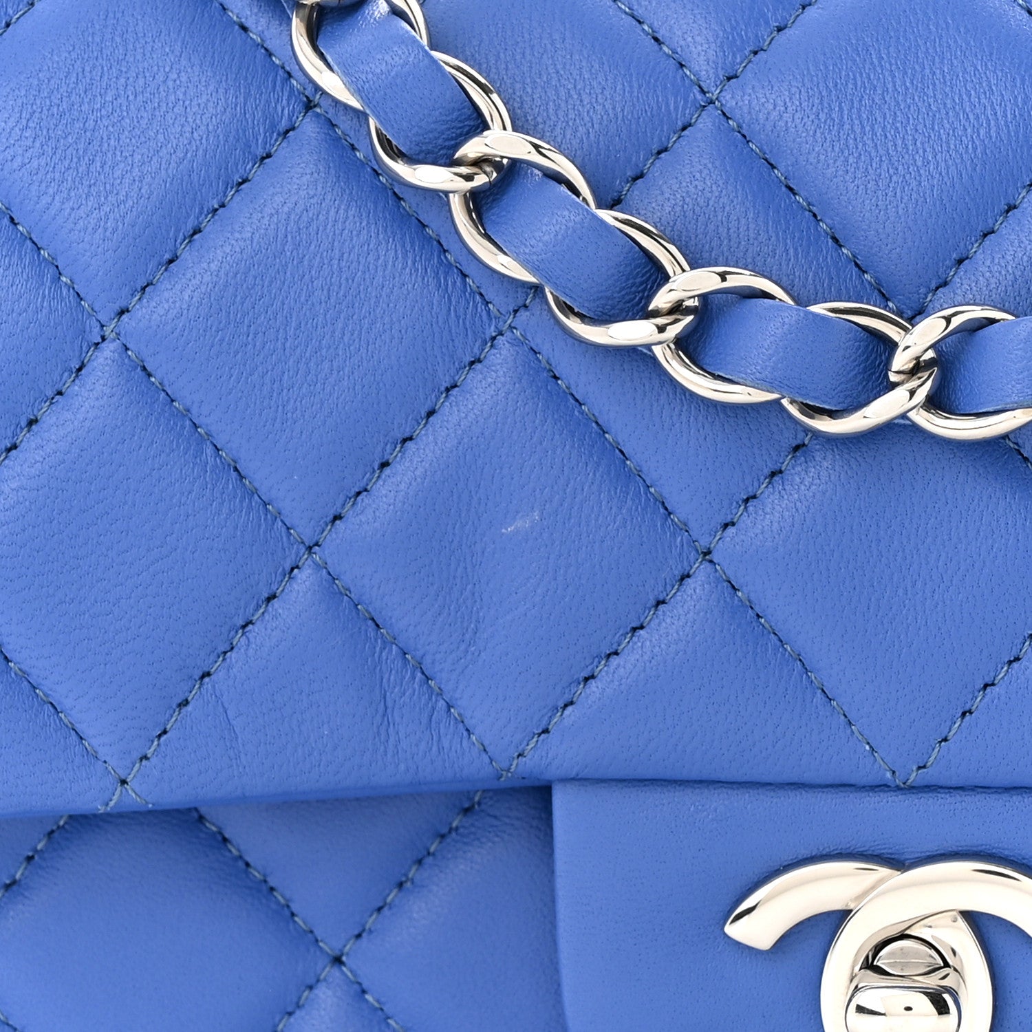 Chanel Lambskin Quilted Mini Rectangular Flap Blue 11 of 12