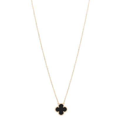 Van Cleef & Arpels 18K Yellow Gold Black Onyx Vintage Alhambra Pendant Necklace 1 of 6