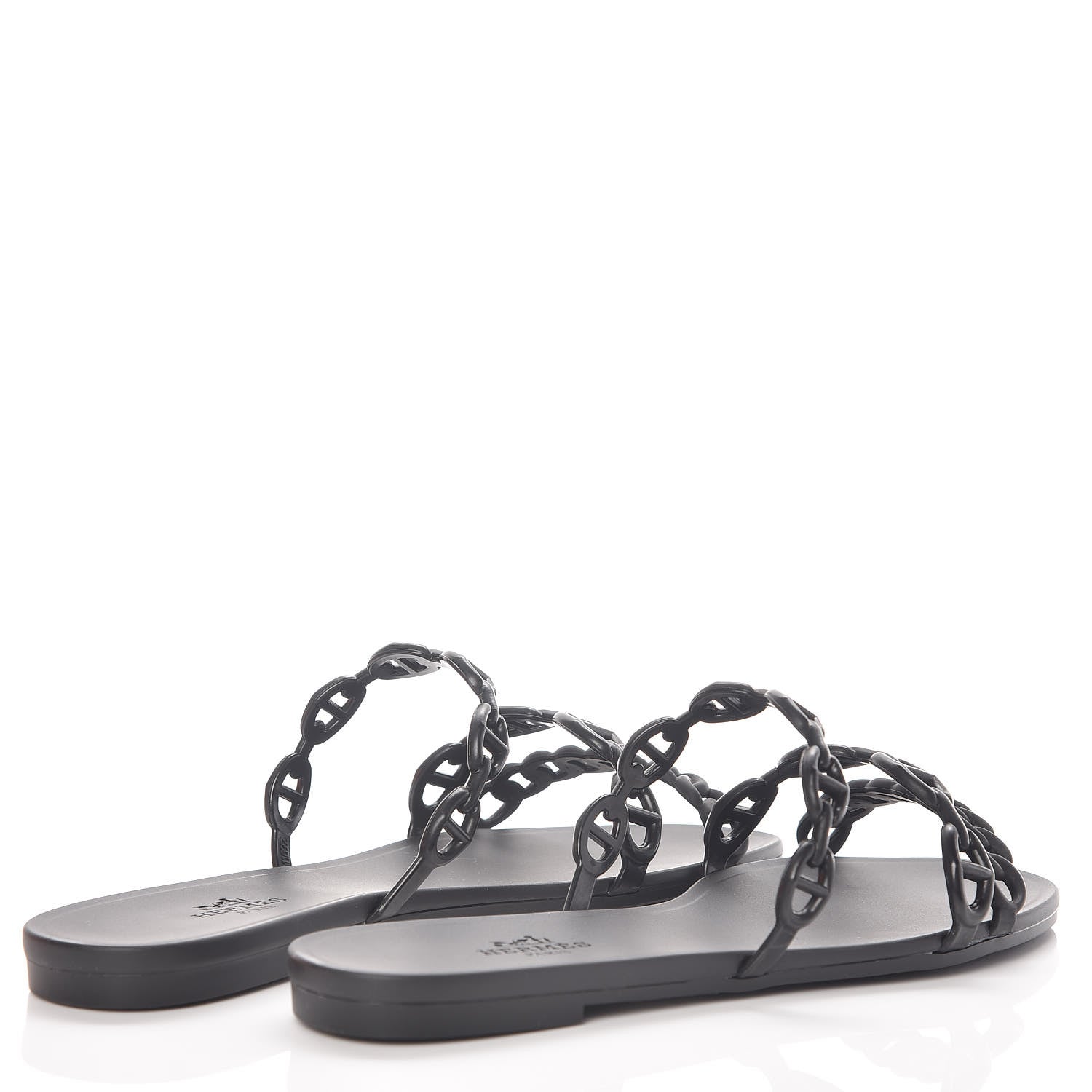 Hermes Rubber Chaine d'Ancre Rivage Sandals 35 Black 4 of 8