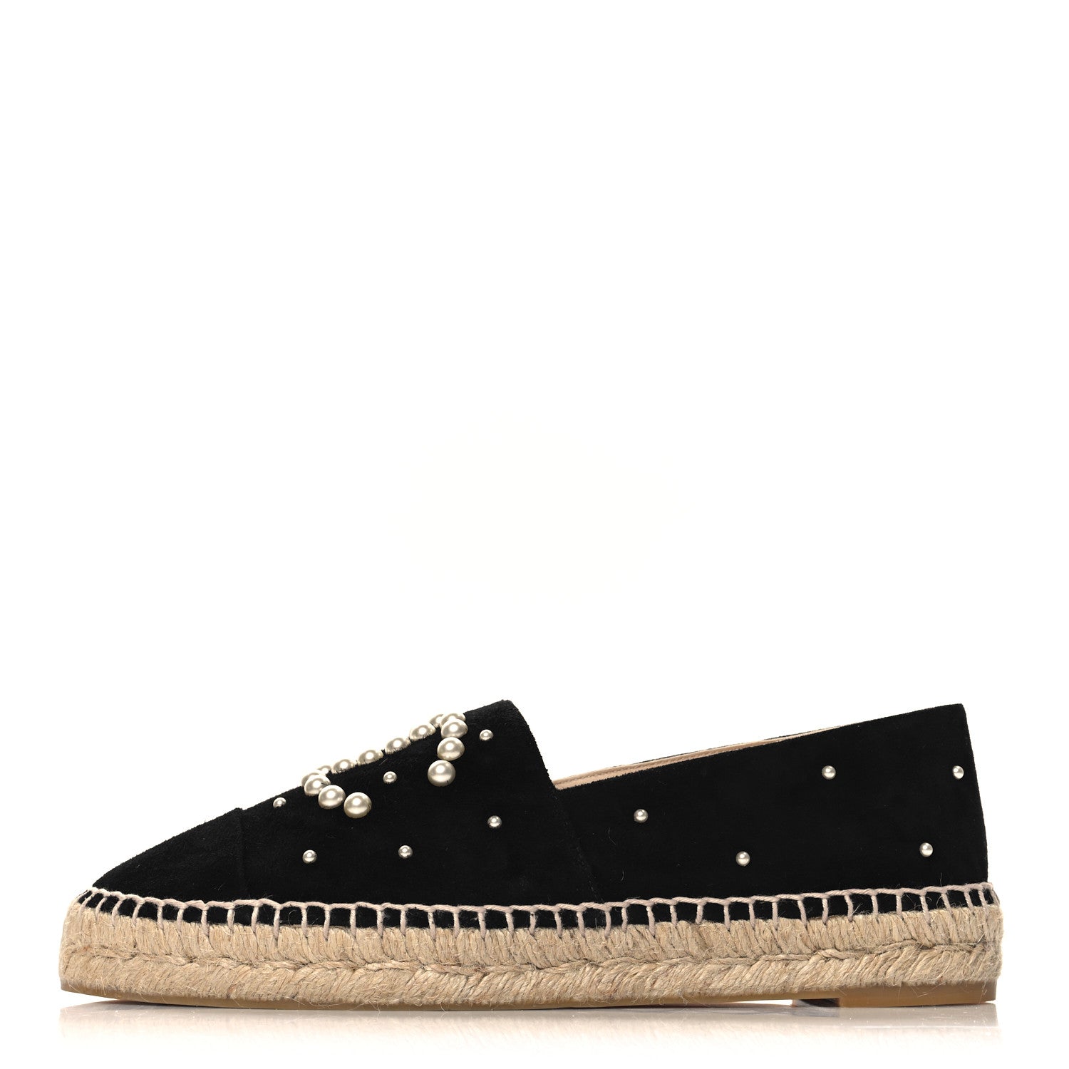 Chanel Suede Pearl CC Espadrilles 40 Black 1 of 11