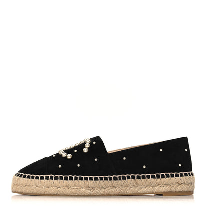 Chanel Suede Pearl CC Espadrilles 40 Black 1 of 11