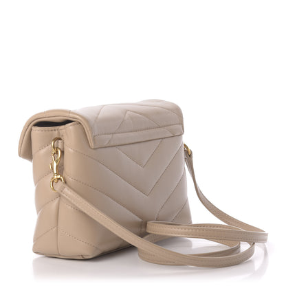 Saint Laurent Calfskin Y Quilted Monogram Toy Loulou Crossbody Bag Dark Beige 3 of 12