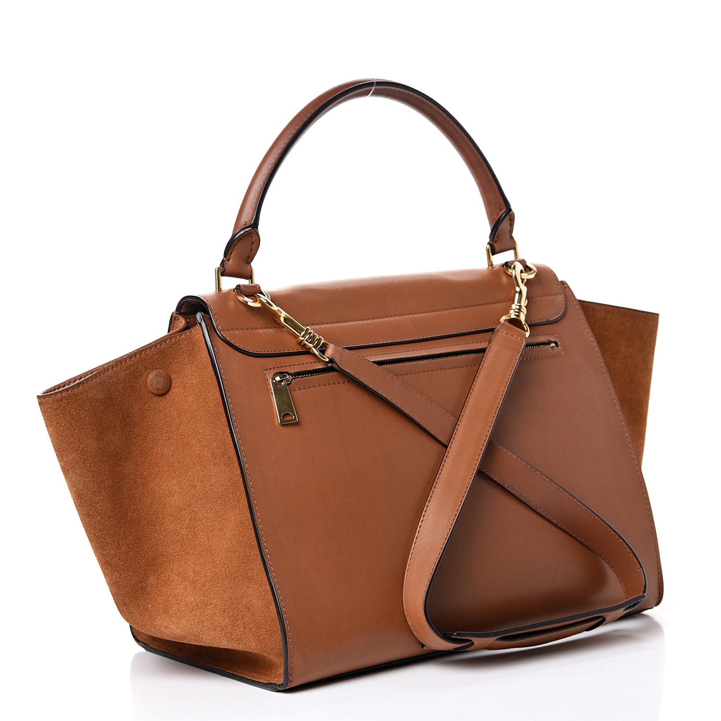 Natural Calfskin Suede Medium Trapeze Tan