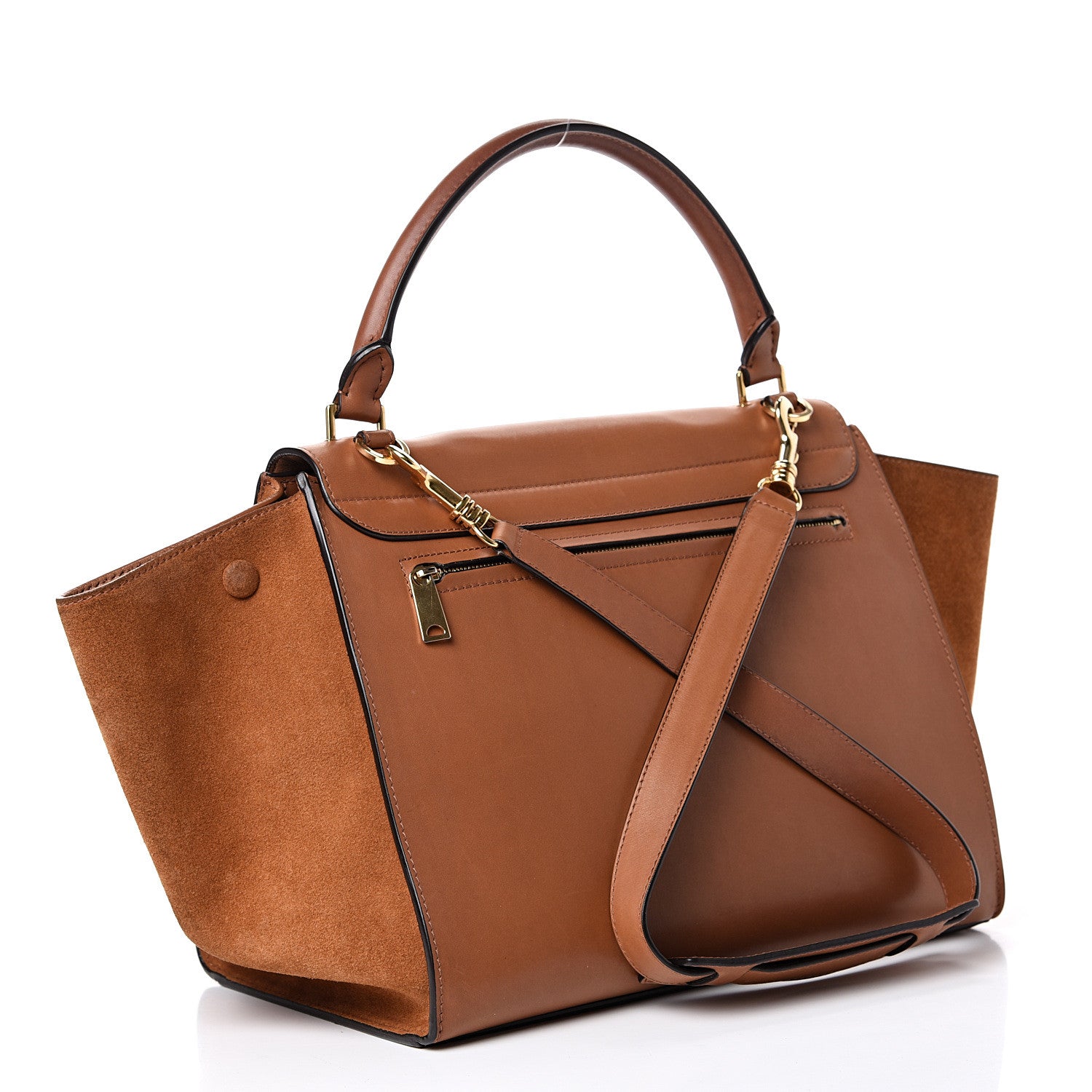 Celine Natural Calfskin Suede Medium Trapeze Tan 2 of 22