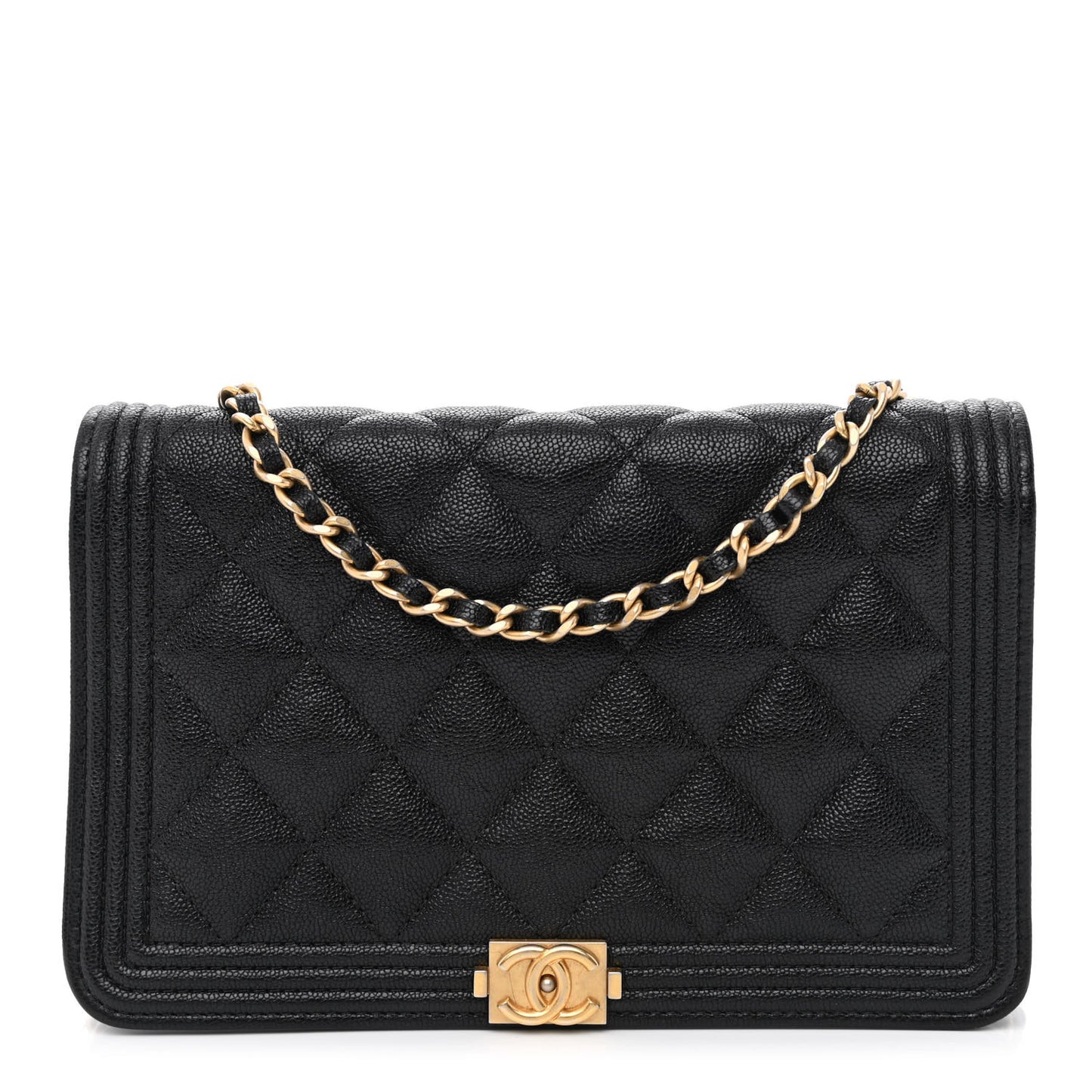 Caviar Quilted Boy Wallet On Chain WOC Black
