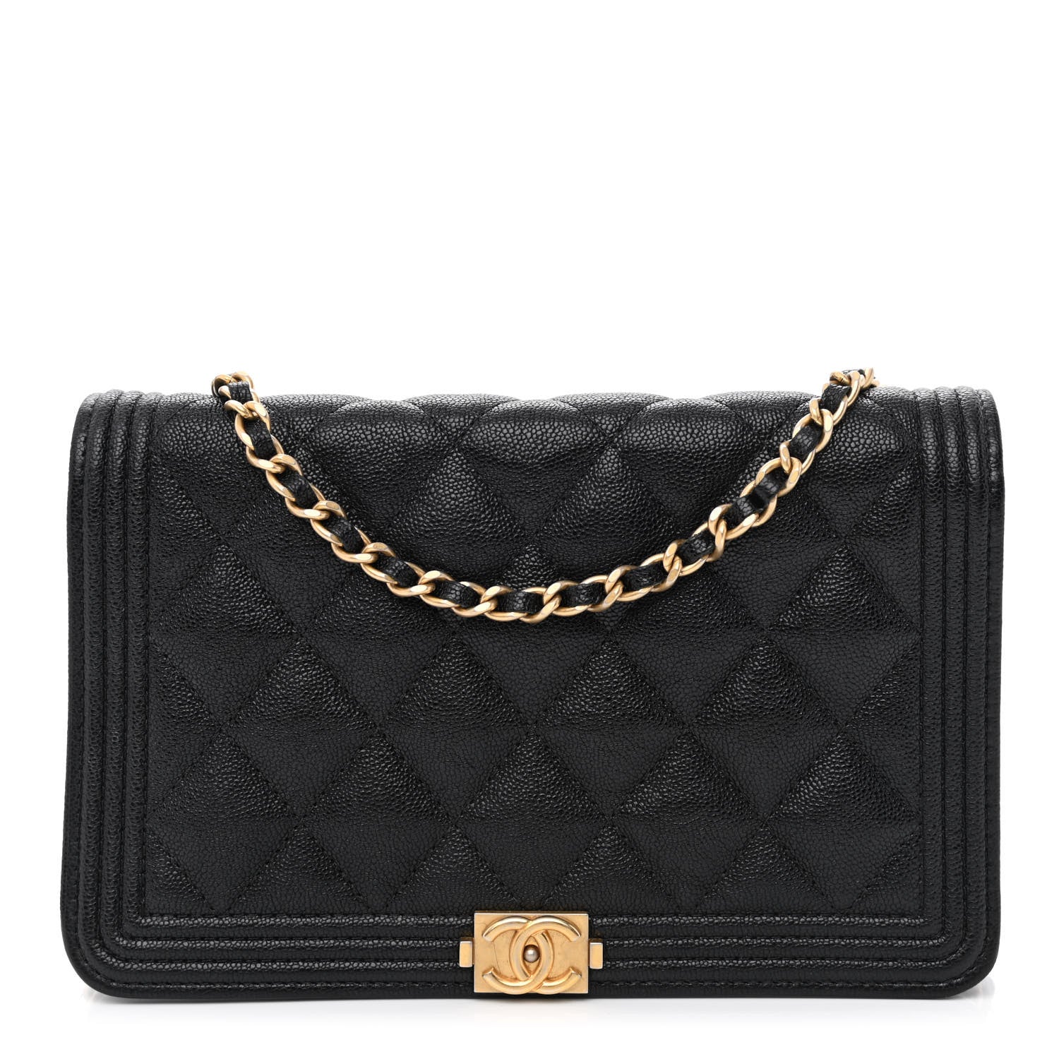 Chanel Caviar Quilted Boy Wallet On Chain WOC Black 1 of 14