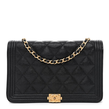 Chanel Caviar Quilted Boy Wallet On Chain WOC Black 1 of 14