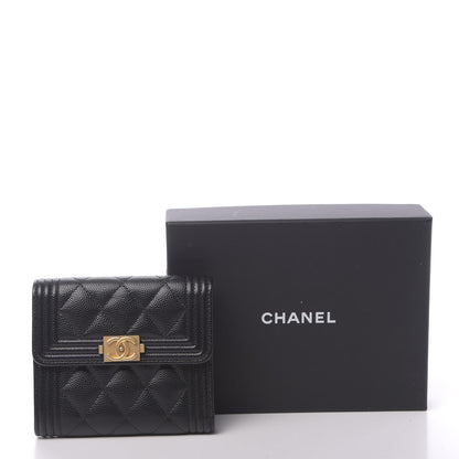 Chanel Caviar Quilted Compact Boy Wallet Black 9 of 9