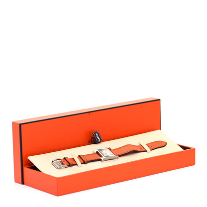 Hermes Stainless Steel Swift 21mm Heure H Hour Quartz Watch Orange 5 of 5