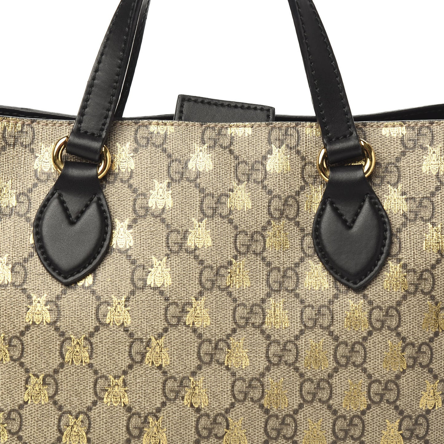 Soft GG Supreme Monogram Bees Small Crossbody Tote Beige Oro Black
