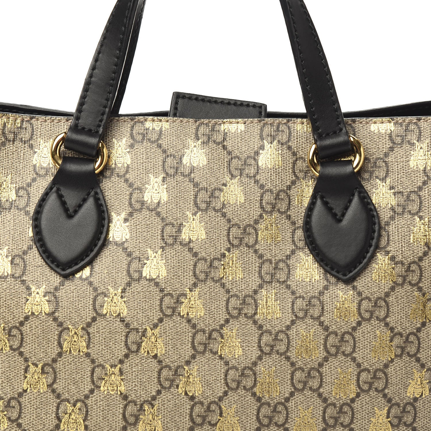 Gucci Soft GG Supreme Monogram Bees Small Crossbody Tote Beige Oro Black 11 of 11