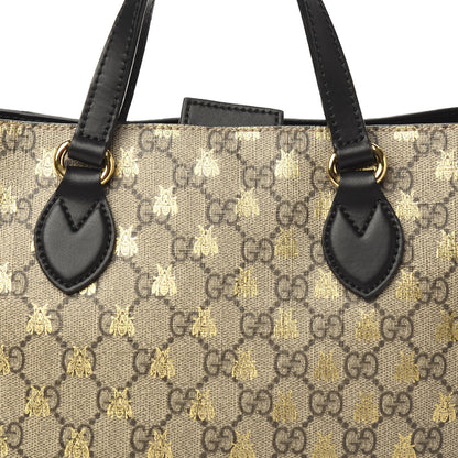 Gucci Soft GG Supreme Monogram Bees Small Crossbody Tote Beige Oro Black 11 of 11