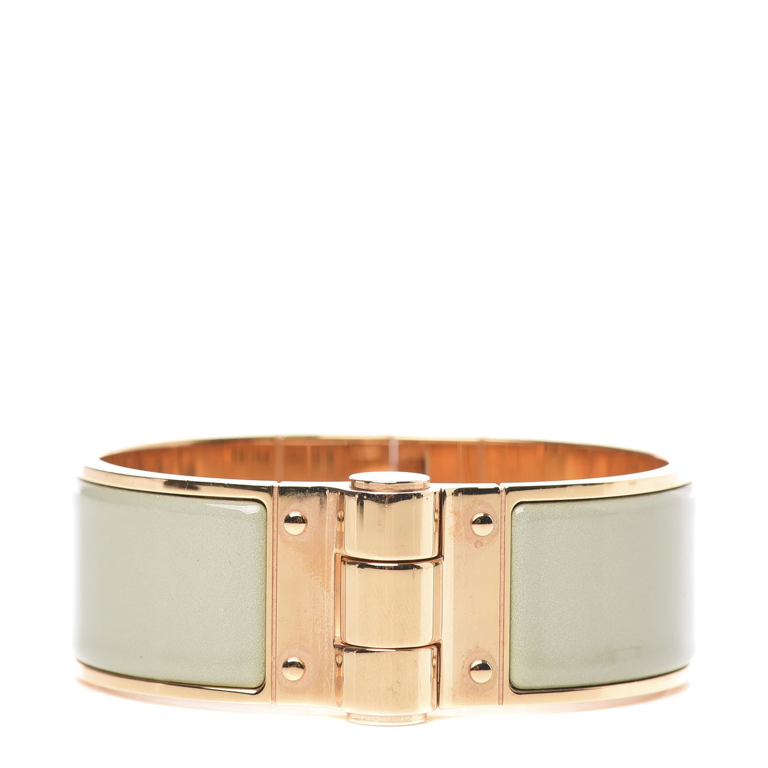 Hermes Enamel Charniere Uni Wide Hinged Bracelet M Sauge 1 of 6