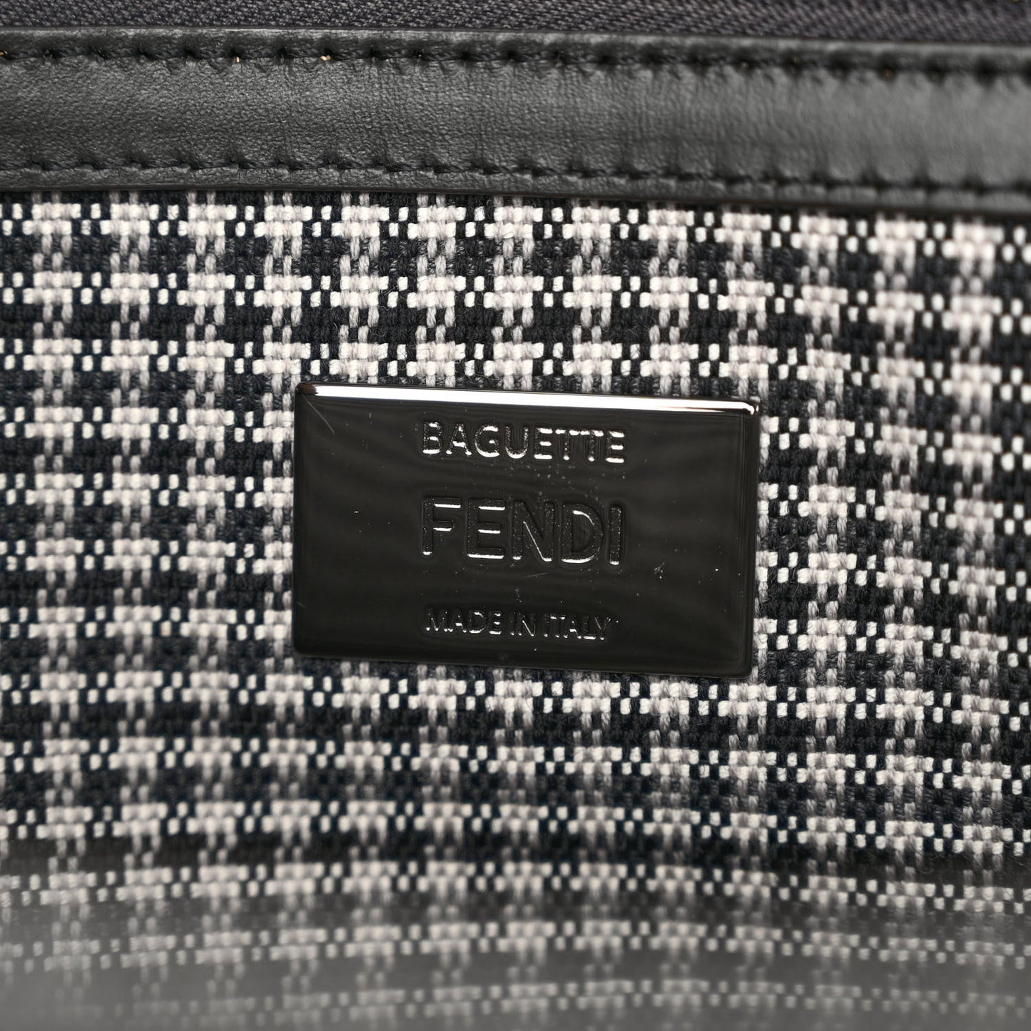 Wool Vitello King Houndstooth FF Embroidered Baguette Grigio Anthracite