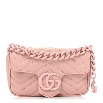 Gucci Calfskin Matelasse Monochrome GG Marmont Chain Belt Bag Perfect Pink 1 of 11
