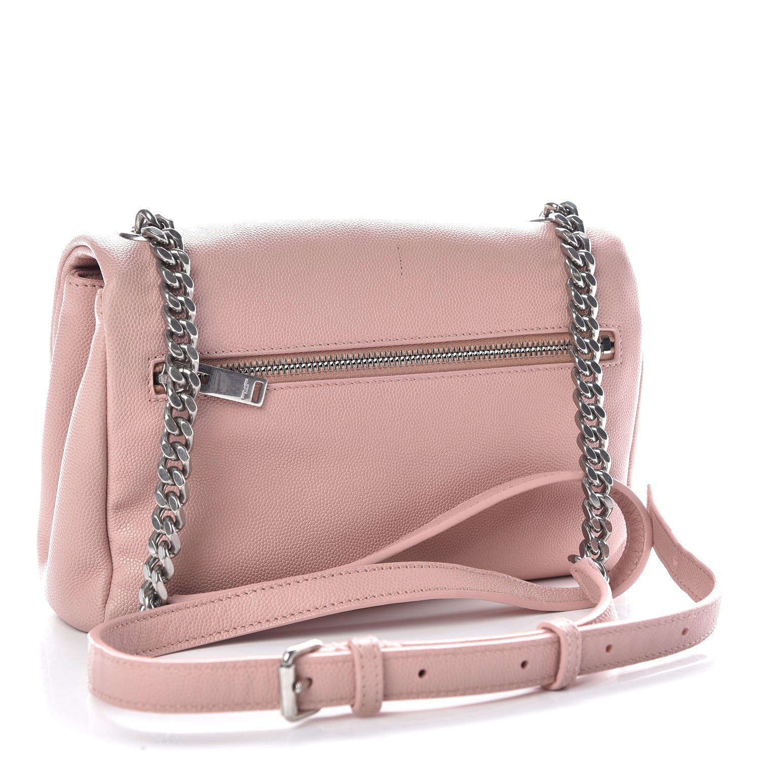 Saint Laurent Grain De Poudre Small West Hollywood Monogram Fold-Over Bag Pale Blush 3 of 11