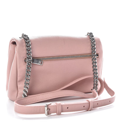 Saint Laurent Grain De Poudre Small West Hollywood Monogram Fold-Over Bag Pale Blush 3 of 11