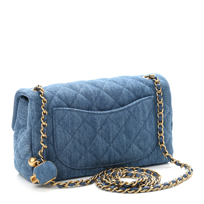 Chanel Denim Quilted Mini Pearl Crush Rectangular Flap Blue 3 of 11