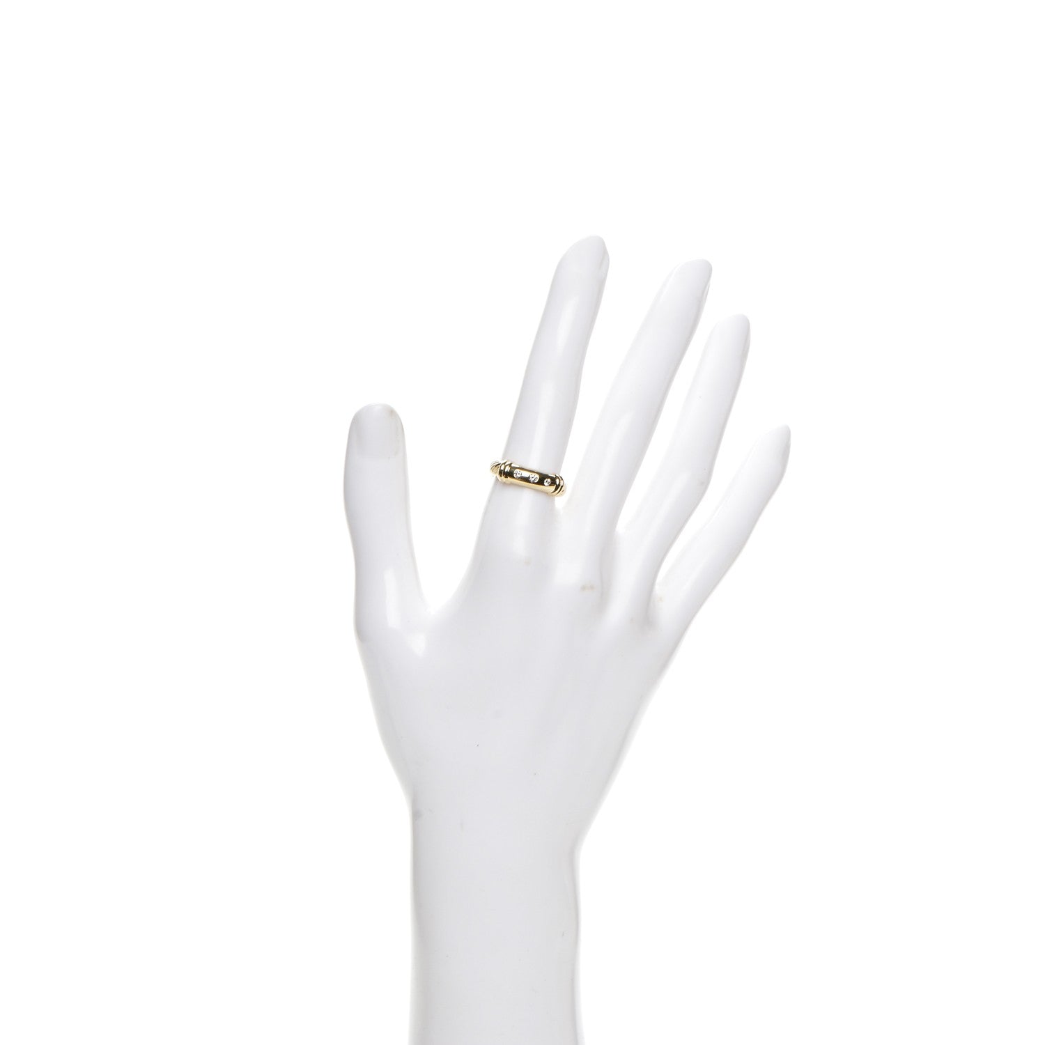 David Yurman 18K Yellow Gold 3 Diamond Metro Cable Ring 51.5 6 2 of 4