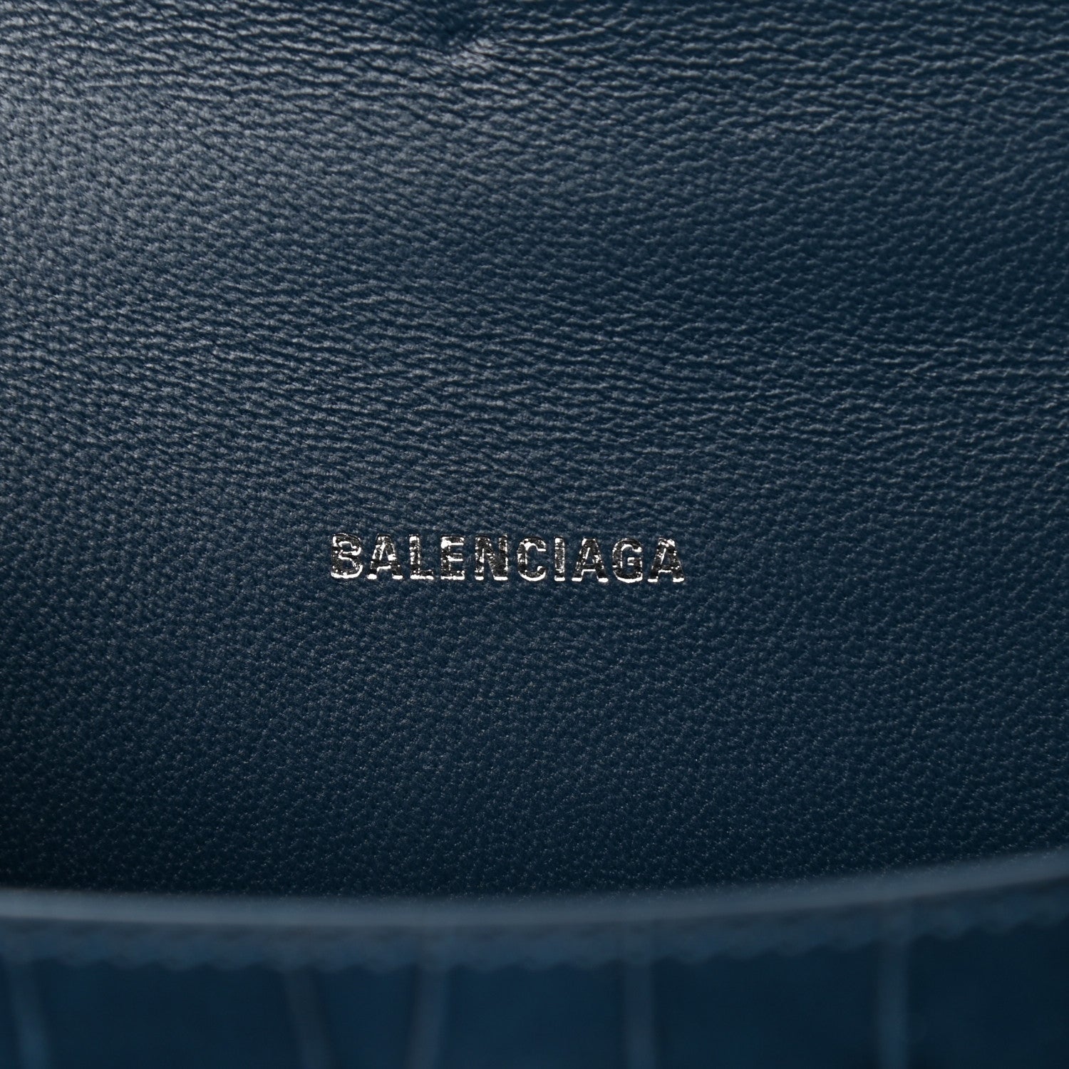 Balenciaga Shiny Calfskin Crocodile Embossed Hourglass Top Handle Bag XS Denim Blue 7 of 12