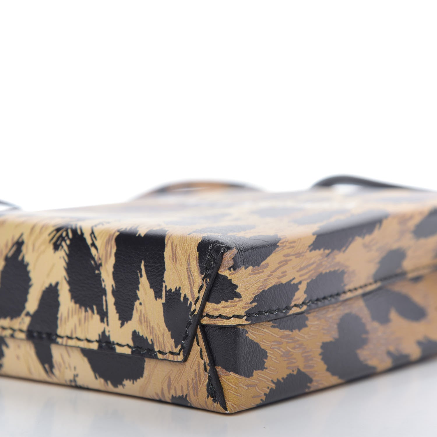 Balenciaga Smooth Calfskin Leopard Print Logo Shopping Phone Holder Bag Beige Black 7 of 9