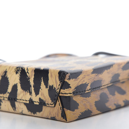 Balenciaga Smooth Calfskin Leopard Print Logo Shopping Phone Holder Bag Beige Black 7 of 9