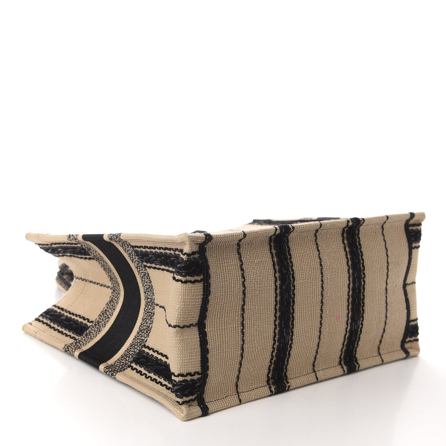 Canvas Embroidered Medium Bayadere Book Tote Black Beige