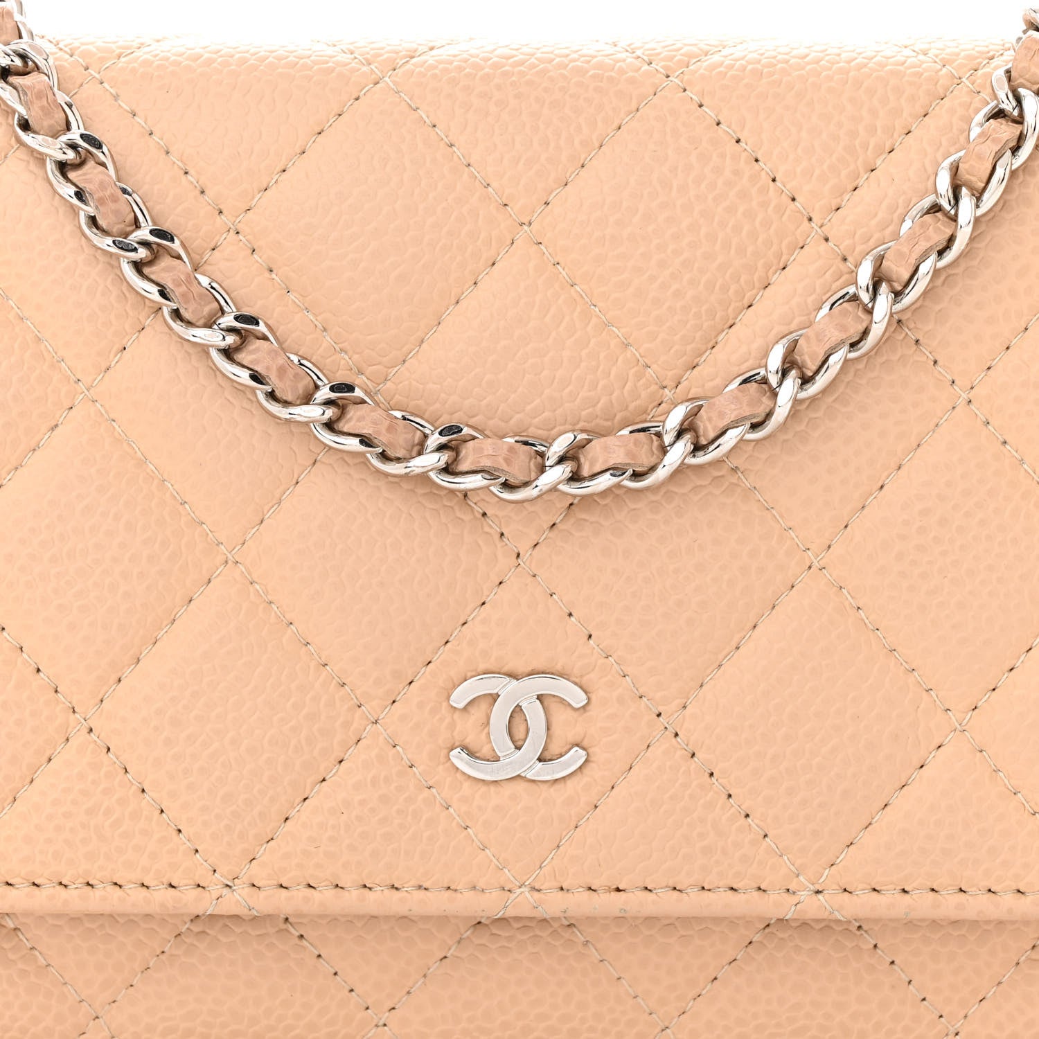 Chanel Caviar Quilted Wallet on Chain WOC Beige 9 of 18