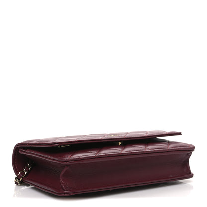 Chanel Lambskin Quilted Wallet On Chain WOC Dark Red 4 of 14