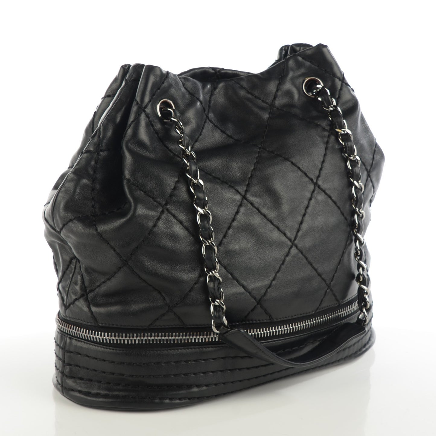Lambskin Expandable Tote Black