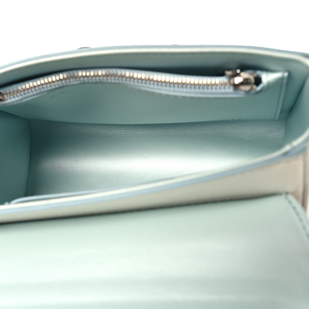 Calfskin Twist Chain Shoulder Bag PM Shaded Blue