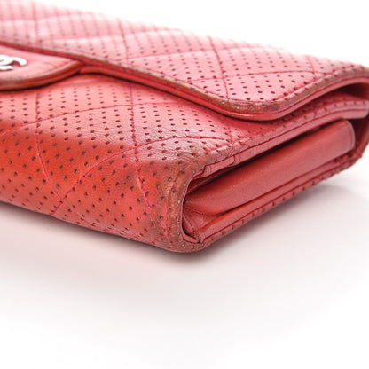 Chanel Perforated Lambskin Quilted Flap Wallet Red 17 of 20