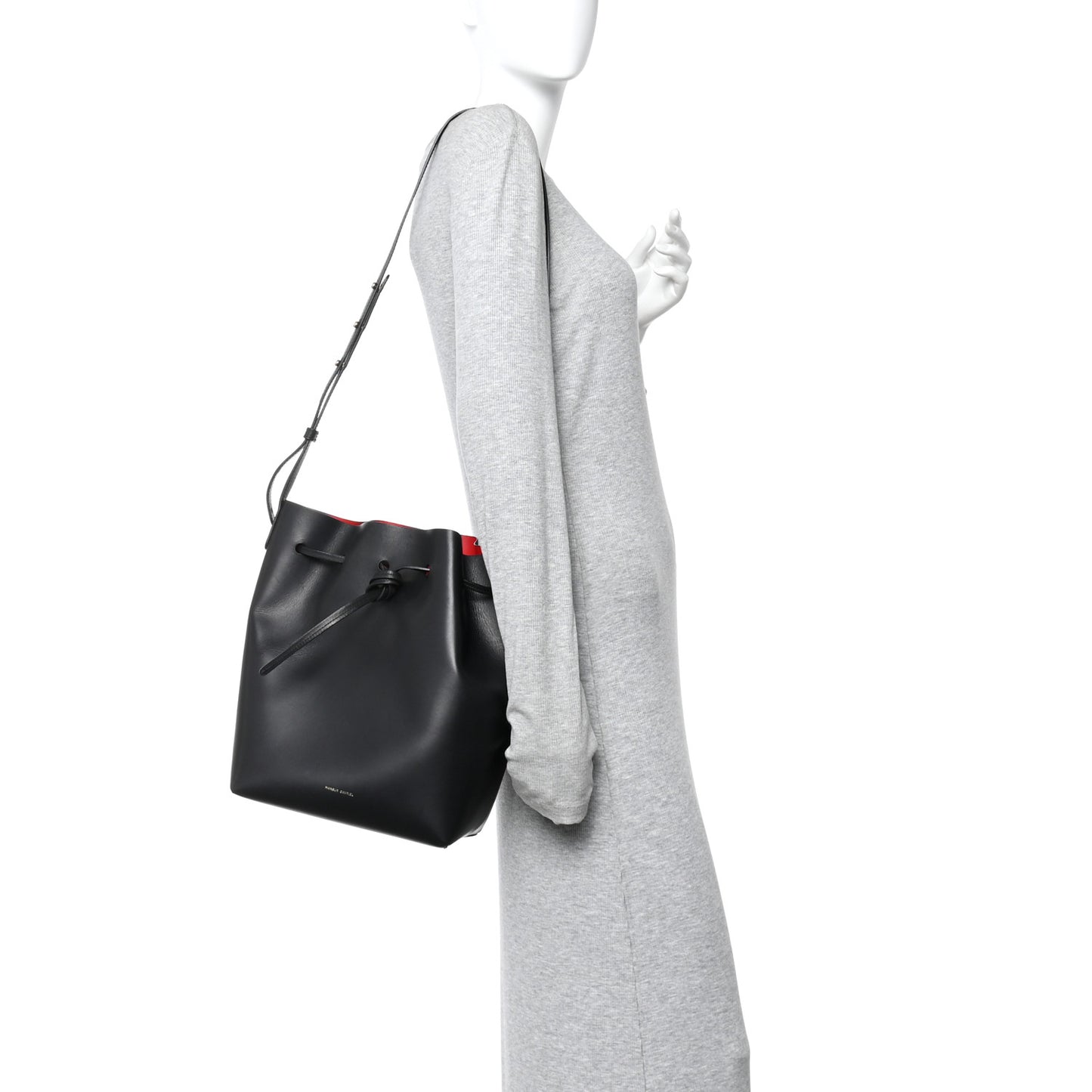 Vegetable Tanned Calfskin Bucket Bag Black Flamma