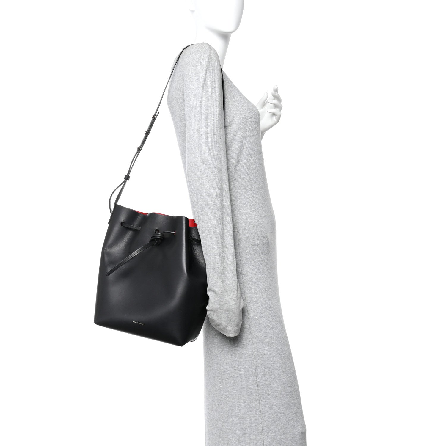 Mansur Gavriel Vegetable Tanned Calfskin Bucket Bag Black Flamma 2 of 11