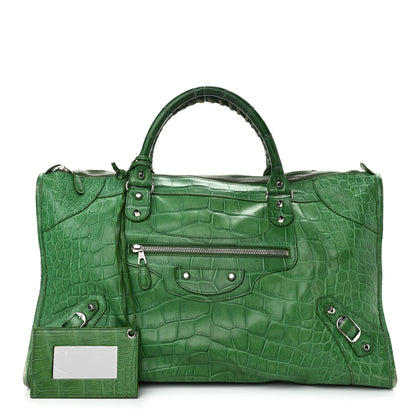 Balenciaga Crocodile Classic Silver Hardware Work Green 1 of 17