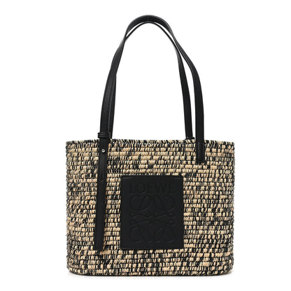 Loewe Raffia Small Square Basket Tote Bag Black Natural 1 of 10